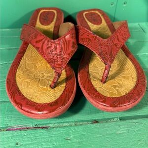 boc Red Floral Embossed Sandals